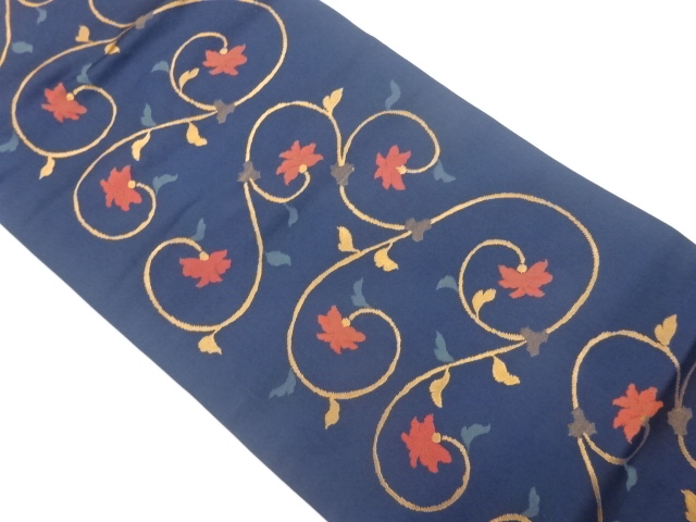 JAPANESE KIMONO / NAGOYA OBI / SILK / FLORAL ARABESQUE